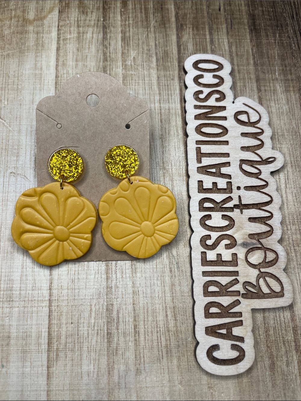 Mustard Yellow Floral Dangle Earrings